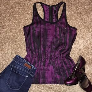 Black Poppy Purple Fitted Sleeveless Tank Top XS